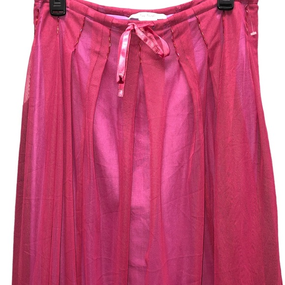 Free People Vintage Full Double Layer Boho Pink Skirt Size Small - Picture 2 of 6